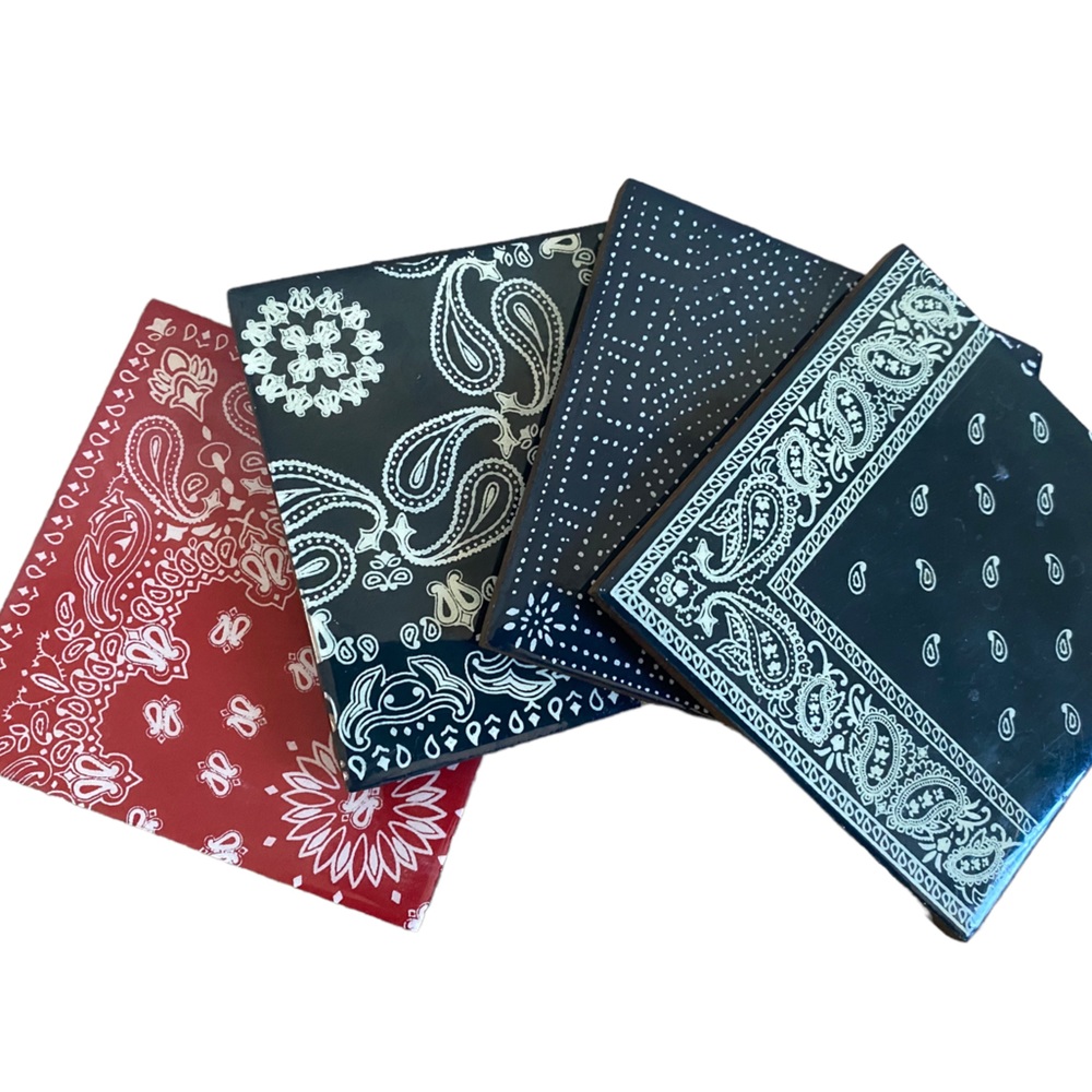 Levi Strauss Co limited edition 4 count enameled bandana print wooden coasters